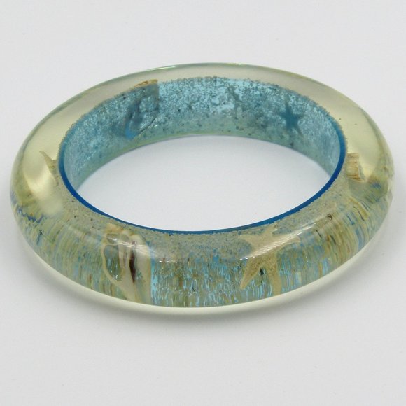 Nautical Lucite starfish shell bracelet bangle - Picture 1 of 2